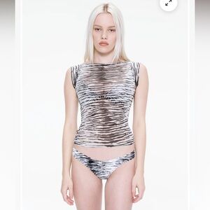Miaou Lucia Zebra Print Sheer Top